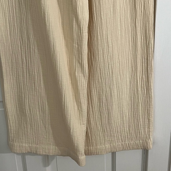 Wonderly 100% Cotton Gauze Cream Wide Leg Pull On Pants Beachy Boho Size Large - Picture 9 of 13